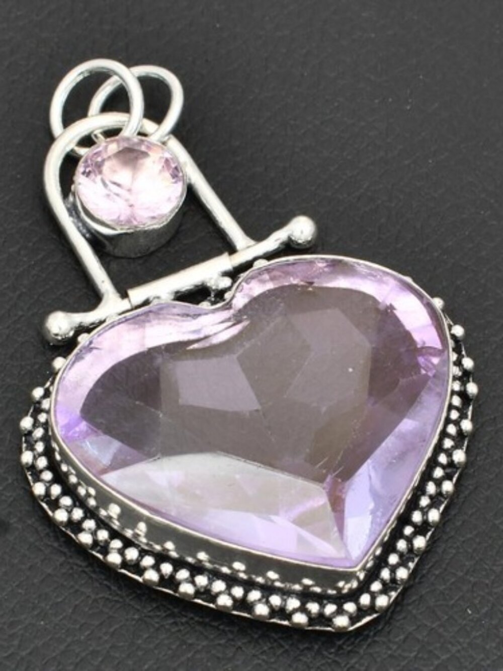 Beautiful! Amethyst Gemstone Sterling Silver Heart Pendant